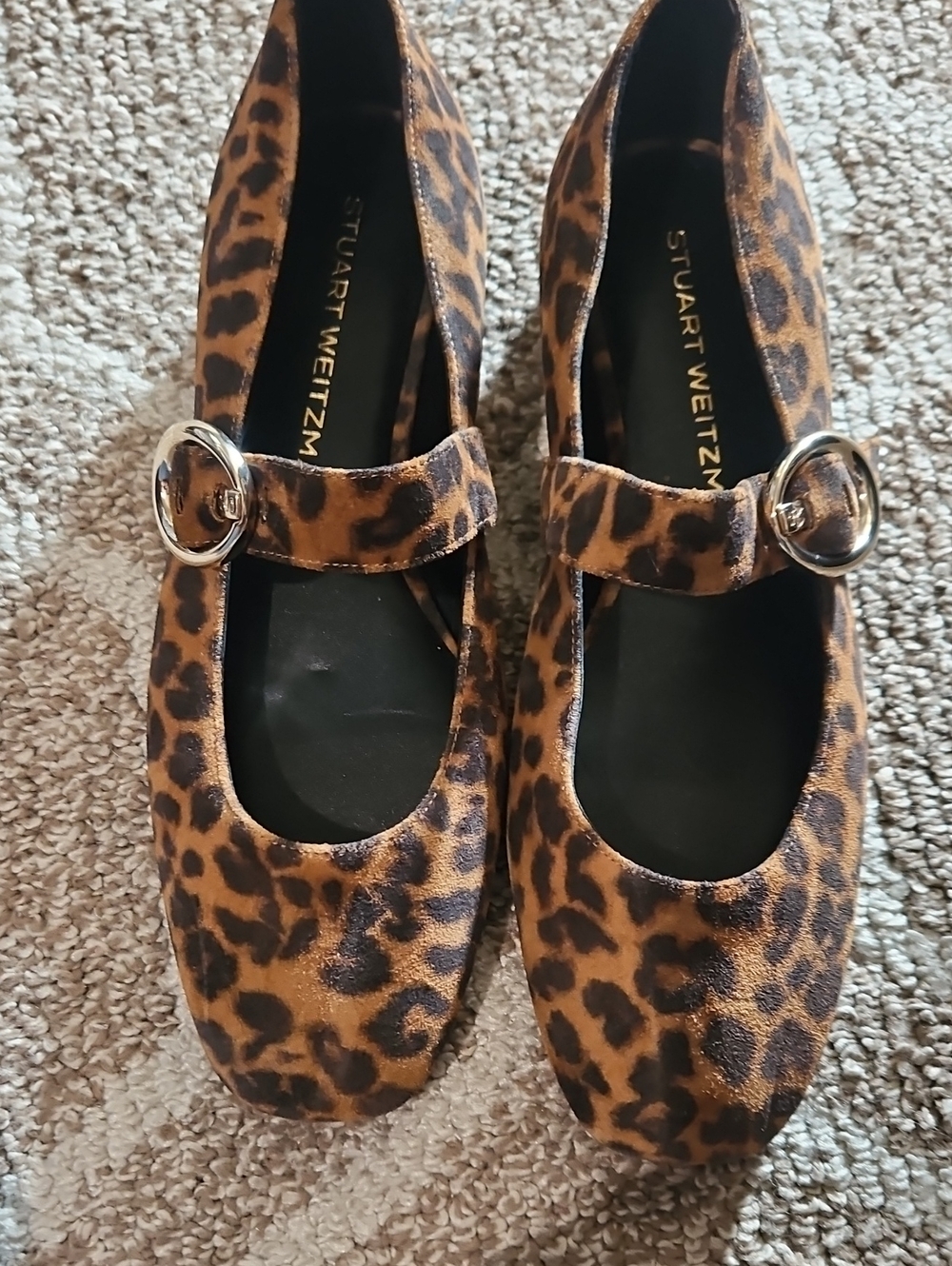 Stuart Weitzman Leopard Print Mary Jane Flats - Leopard Brown
